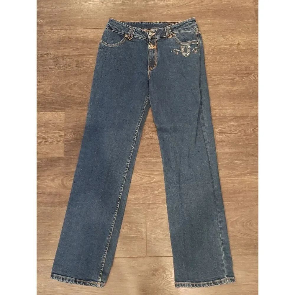 Lawman Western Rhinestone Horseshoe Jeans Y2K Cowgirl Size 9